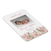 Magnet Flexible Faire-part de naissance - Boho Floral Girl Photo (Côté Droit)