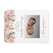 Magnet Flexible Faire-part de naissance - Boho Floral Girl Photo (Horizontal)