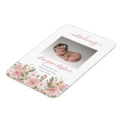 Magnet Flexible Faire-part de naissance - Boho Floral Girl Photo (Côté Gauche)