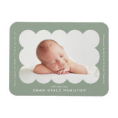 Magnet Flexible Faire-part de naissance Cadre Arrondi Moderne Vert (Horizontal)