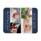 Magnet Flexible Faire-part de naissance de bébé garçon avec collag (Horizontal)