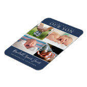 Magnet Flexible Faire-part de naissance de bébé garçon avec collag (Côté Gauche)