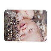 Magnet Flexible Faire-part de naissance de script blanc de la phot (Horizontal)