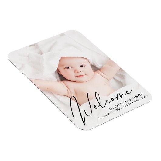 Magnet Flexible Faire-part de naissance de script de photos d'accu (Côté Droit)
