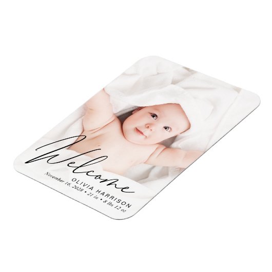 Magnet Flexible Faire-part de naissance de script de photos d'accu (Côté Gauche)