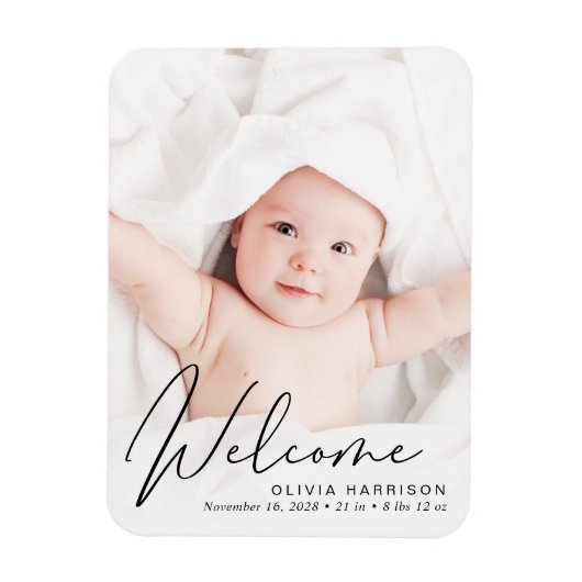 Magnet Flexible Faire-part de naissance de script de photos d'accu (Vertical)