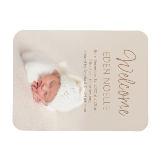 Magnet Flexible Faire-part de naissance de script moderne et éléga (Horizontal)