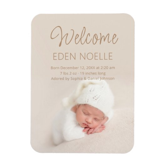 Magnet Flexible Faire-part de naissance de script moderne et éléga (Vertical)