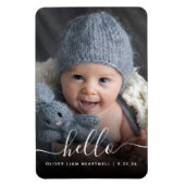 Magnet Flexible Faire-part de naissance écriture blanche Bonjour P (Vertical)