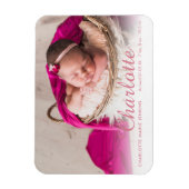 Magnet Flexible Faire-Part de Naissance Fille Photo Script Nom (Vertical)
