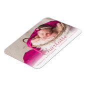 Magnet Flexible Faire-Part de Naissance Fille Photo Script Nom (Côté Gauche)