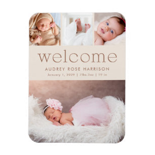 Magnet Flexible Faire-part de naissance minimaliste avec collage d