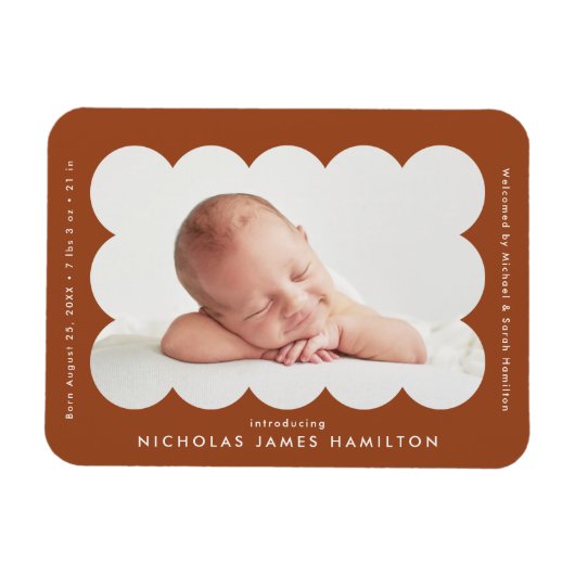 Magnet Flexible Faire-part de naissance moderne en forme de coquil (Horizontal)