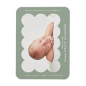 Magnet Flexible Faire-part de naissance moderne encadré à festons (Vertical)