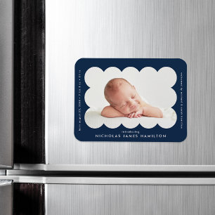 Magnet Flexible Faire-part de naissance Navy Moderne à encadrement