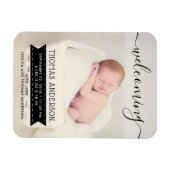 Magnet Flexible Faire-part de naissance noir et blanc tendance (Horizontal)
