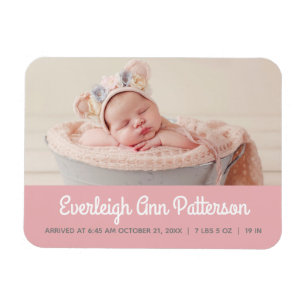 Magnet Flexible Faire-part de naissance personnalisé avec photo de