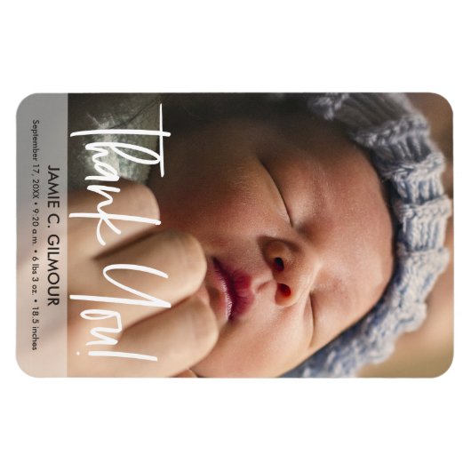 Magnet Flexible Faire-part de naissance photo bébé de script moder (Horizontal)