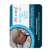 Magnet Flexible Faire-part de naissance photo bleu Flex Flat Magne (Vertical)
