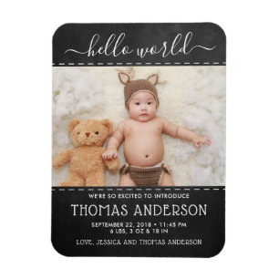 Magnet Flexible Faire-part de naissance photo Chalkboard tendance