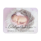 Magnet Flexible Faire-part de naissance photo de script simple et (Horizontal)