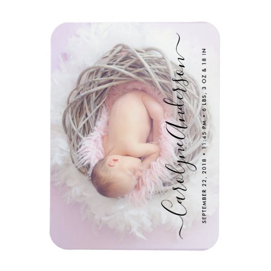 Magnet Flexible Faire-part de naissance photo de script simple et (Vertical)