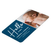 Magnet Flexible Faire-part de naissance photo moderne Blue Hello B (Côté Gauche)