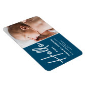 Magnet Flexible Faire-part de naissance photo moderne Blue Hello B (Côté Droit)