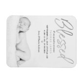 Magnet Flexible faire-part de naissance photo Silver Foil "béni" (Horizontal)
