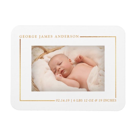 Magnet Flexible Faire-part de naissance photo Simply Chic Gold Foi (Horizontal)