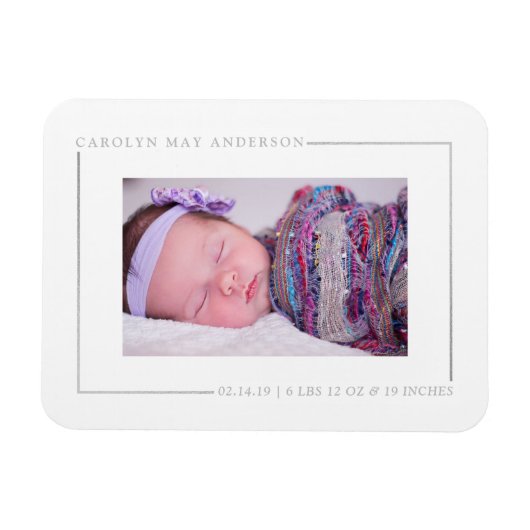 Magnet Flexible Faire-part de naissance photo Simply Chic Silver F (Horizontal)