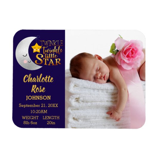 Magnet Flexible Faire-part de naissance photo Twinkle Little Star (Horizontal)