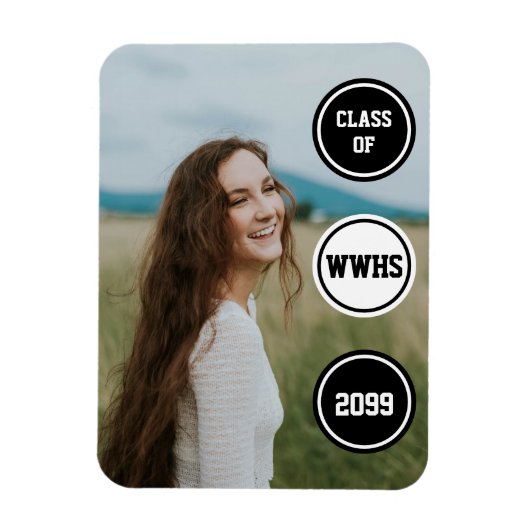 Magnet Flexible Faire-part de remise de diplôme avec photo Cercles (Vertical)