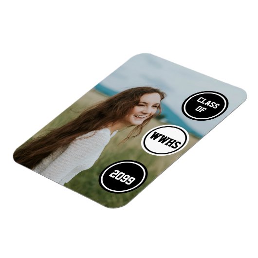 Magnet Flexible Faire-part de remise de diplôme avec photo Cercles (Côté Gauche)