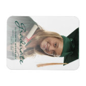 Magnet Flexible Faire-part de remise de diplôme écriture vert fonc (Horizontal)
