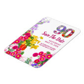 Magnet Flexible Faire-part moderne de fleurs pour 90e anniversaire (Côté Gauche)