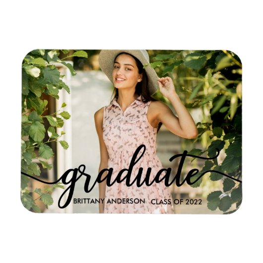 Magnet Flexible Faire-part photo de graduation en calligraphie ten (Horizontal)
