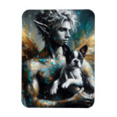 Magnet Flexible Fairy Homme Avec Boston Terrier Puppy (Vertical)