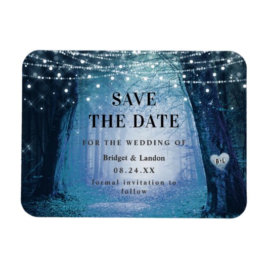 Magnet Flexible Fairytale Enchanted Forest Blue Sauvez La Date (Horizontal)