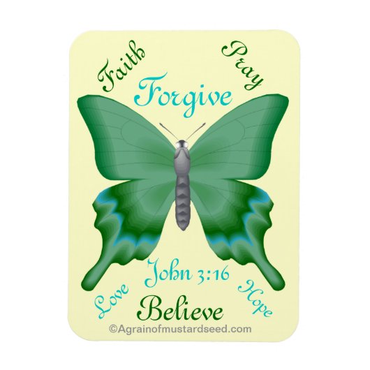 Magnet Flexible Faith Priez Croyez Citation de la Bible Papillon (Vertical)