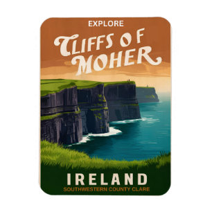 Magnet Flexible Falaises vintage de Moher, cadeaux de la nature ir