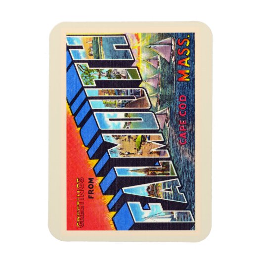 Magnet Flexible Falmouth Cape Cod Massachusetts Carte postale Vint (Vertical)