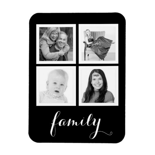 Magnet Flexible Famille avec quatre photos (Vertical)