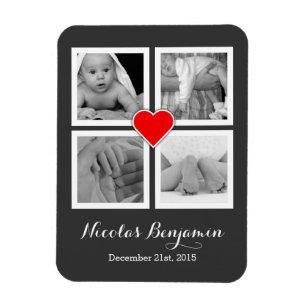 Magnet Flexible Famille avec quatre photos et coeur