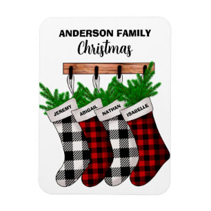 Magnet Flexible Famille Plaid de 4 Noël personnalisé