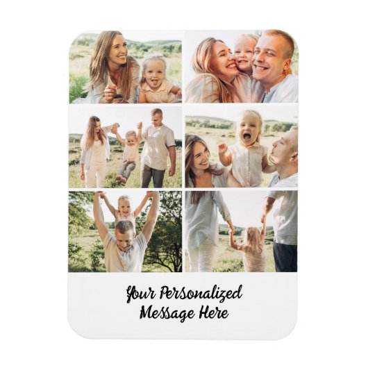 Magnet Flexible Family Custom 6 Photo Collage Custom Text (Vertical)