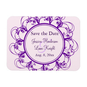 Magnet Flexible Fancy Floral Enregistrer l'aimant de date (violet)
