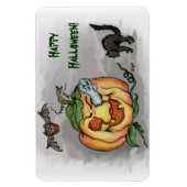 Magnet Flexible fantôme, chauve-souris et chat, Joyeux Halloween ! (Vertical)