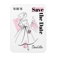 Fashion Bride rose Enregistrer la date aimant flex