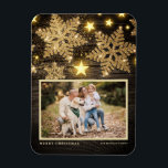 Magnet Flexible Faux Wood Gold Parties scintillant Snowflakes Phot<br><div class="desc">Célébrez l'esprit de vacances avec notre aimant photo de Noël personnalisable! Parfait pour capturer vos moments de fête préférés, cet aimant vous permet de créer un souvenir unique qui met en valeur la joie et l’amour de votre famille pendant la période des fêtes. Il présente des flocons de neige en...</div>
